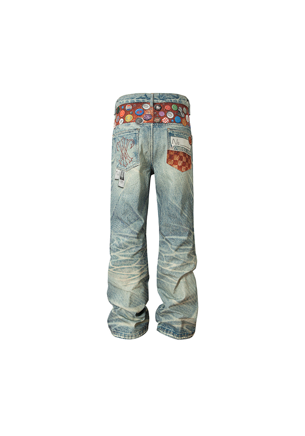YADcrew丨Bottle Cap Badge Pony Hair Patchwork Print Pants - PSYLOS 1, YADcrew丨Bottle Cap Badge Pony Hair Patchwork Print Pants, Pants, YADcrew•JAPAN, PSYLOS 1